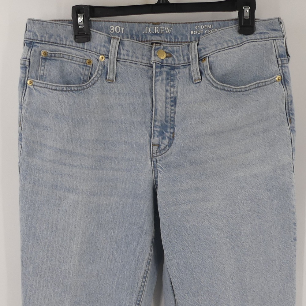 J. Crew 9" Demi Boot Crop Jeans Light‎ Wash Raw Hem Women's 30T Tall